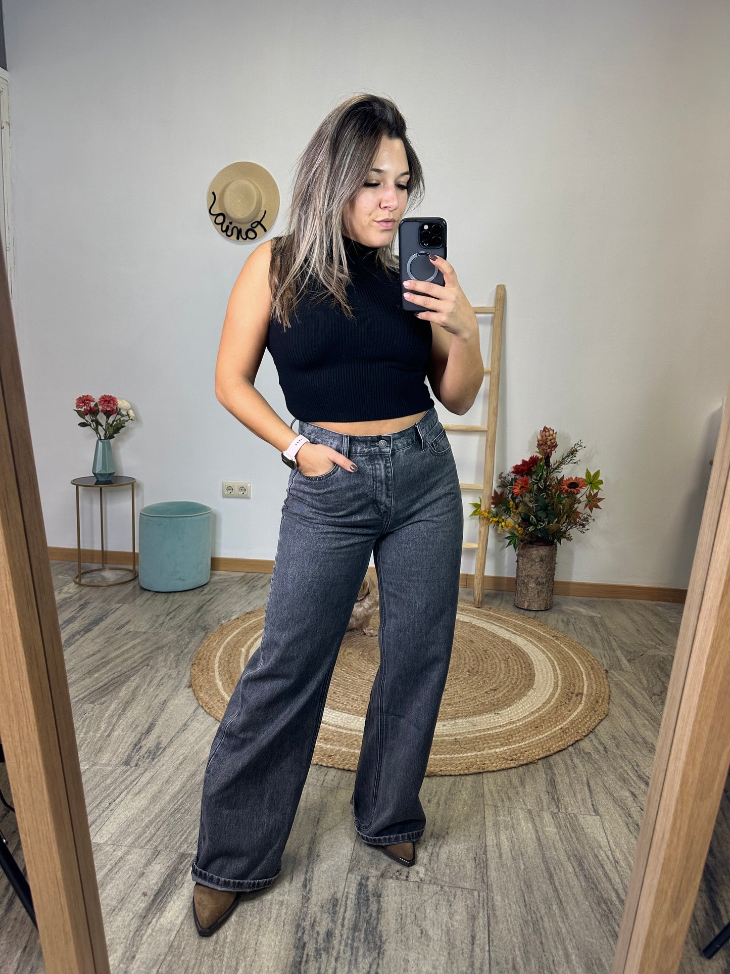 Pantalón denim grey